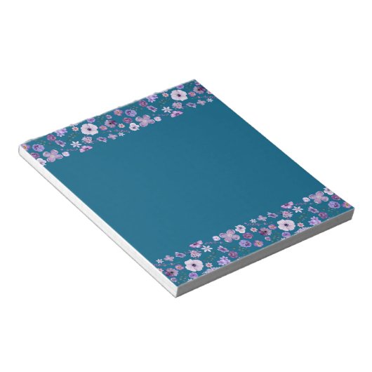 Floral Tide Notepad - Deep Aquamarin Border Luxe Notizblock (angewinkelt)