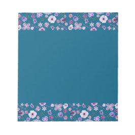 Floral Tide Notepad - Deep Aquamarin Border Luxe Notizblock