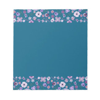 Floral Tide Notepad - Deep Aquamarin Border Luxe Notizblock