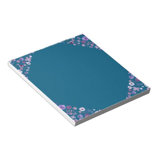 Floral Tide Notepad - Tiefe Aquamarine Ecke Elegan Notizblock (angewinkelt)