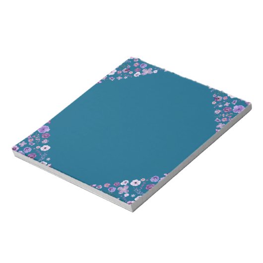Floral Tide Notepad - Tiefe Aquamarine Ecke Elegan Notizblock (Rotiert)