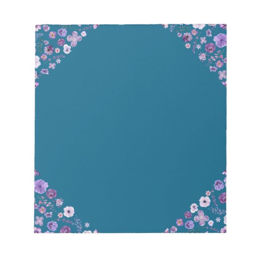 Floral Tide Notepad - Tiefe Aquamarine Ecke Elegan Notizblock (Vorderseite)