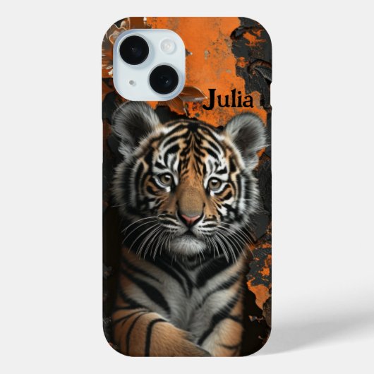 Floral tiger 3D mit Individuelle Name Case-Mate iPhone Hülle (Rückseite)