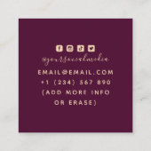 Floral Tiger Stardust Sparkle Giro Tattoo Artist Quadratische Visitenkarte (Rückseite)