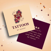 Floral Tiger Stardust Sparkle Giro Tattoo Artist Quadratische Visitenkarte