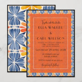 Floral Tile Muster Hochzeit Einladung (Vorne/Hinten)