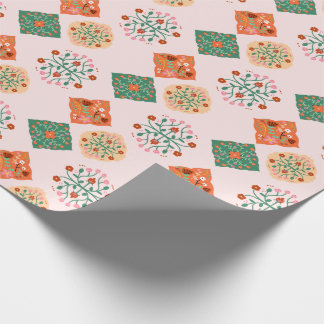 Floral Tile Wrapping Paper | Folk Garden Pattern G Geschenkpapier