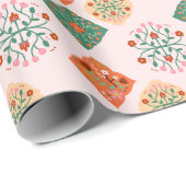 Floral Tile Wrapping Paper | Folk Garden Pattern G Geschenkpapier (Rolleneckpunkt)