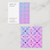 Floral Tiles Geometric Lila Blue Quadratische Visitenkarte (Vorne/Hinten)