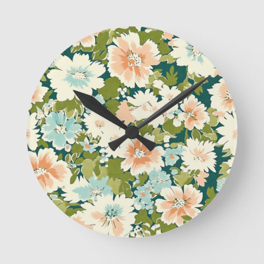 Floral Time Whisky Runde Wanduhr (Vorderseite)