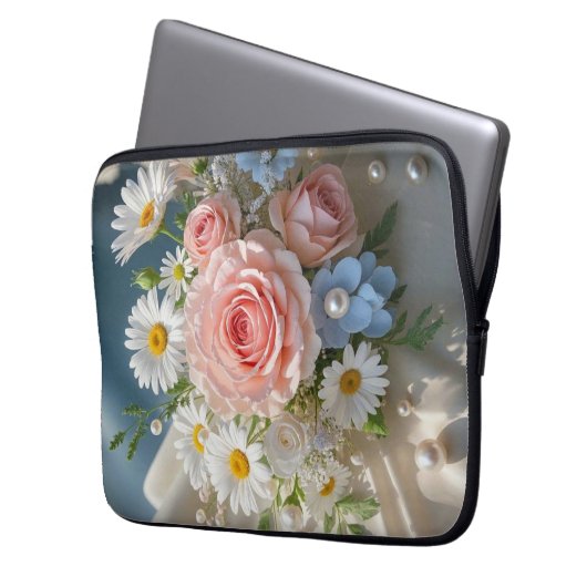 Floral Timeless Eleganz trifft flüsterte Romantik Laptopschutzhülle (Vorderseite Links)