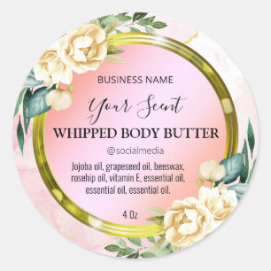 Floral Tinte Pastellfarben Pink Body Butter Labels Runder Aufkleber