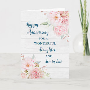 Floral Tochter & Schwiegersohn Hochzeitsjubiläum Karte