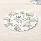 Floral "Together Forever" skallopierte Hochzeitenk Untersetzer (angewinkelt)