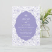 Floral Toile Extravagant Lilac Lila Wedding Einladung (Stehend Vorderseite)