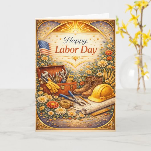 Floral Tools Happy Labor Day Karte (Gelbe Blume)