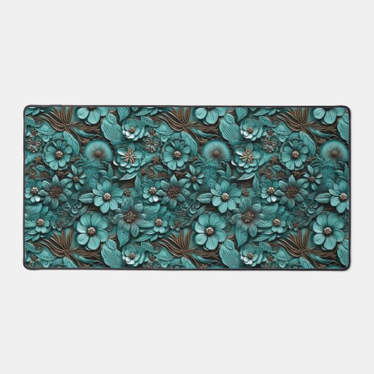 Floral Toolted Leather Desk Mat Schreibtischunterlage (Vorderseite)