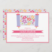 Floral Torah Bat Mitzvah Einladung (Vorne/Hinten)