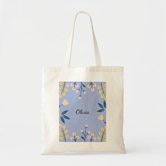 Floral Tote Bag - Personalisiert Tragetasche (Vorne)