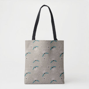 Floral Tote Beutel - Aquamarin & Beige auf der son Tasche