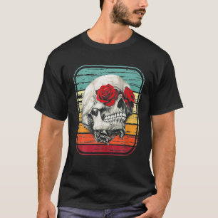 Floral Toter Zucker Schädelsäule Blume Rose Retro  T-Shirt