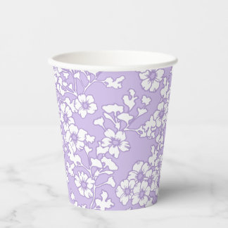 Floral Trellis White - Purple Pappbecher