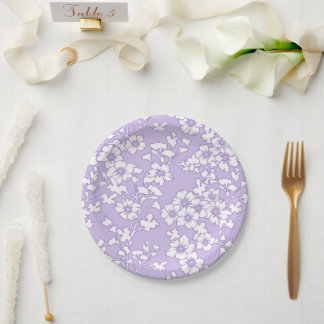 Floral Trellis White - Purple Pappteller