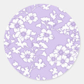 Floral Trellis White - Purple Runder Aufkleber (Vorderseite)