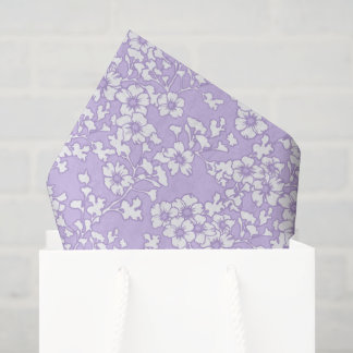 Floral Trellis White - Purple Seidenpapier
