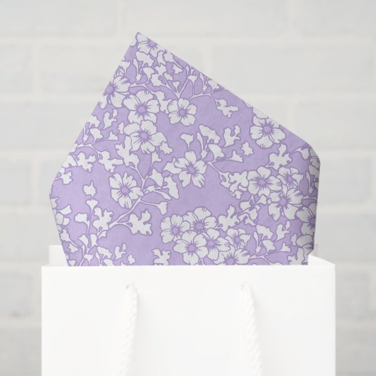 Floral Trellis White - Purple Seidenpapier (Geschenktüte)