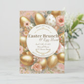 Floral trendiger Osterbrunch & Eierjagd Einladung (Stehend Vorderseite)
