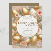 Floral trendiger Osterbrunch & Eierjagd Einladung (Vorne/Hinten)