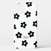 Floral Trendy Black and White Chic Spring Case-Mate iPhone Hülle (Rückseite)