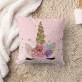 Floral Trendy Modernes Einhorn Horn Gold Confetti Kissen (Decke)