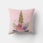 Floral Trendy Modernes Einhorn Horn Gold Confetti Kissen (Rückseite)