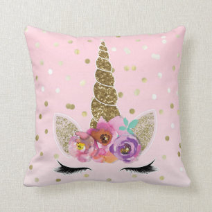 Floral Trendy Modernes Einhorn Horn Gold Confetti Kissen