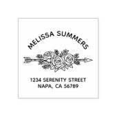 Floral Tribal Arrow, Rose Flowers Arch Address Gummistempel (Prägung)