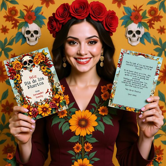 💀 🎉 Floral Tribute Dia de los Muertos Card