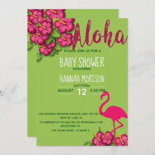 Floral Tropical Aloha Baby Duschkarte Einladung