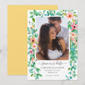 Floral Tropical Beach Foto Save the Date Einladung (Vorne/Hinten)