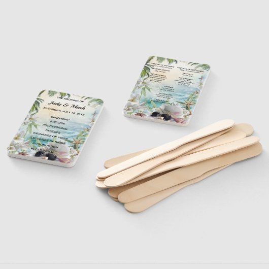 Floral Tropical Beach Hochzeitsprogramm Fans Fächer (Non-assembled)