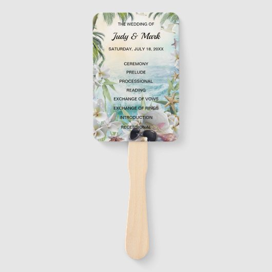 Floral Tropical Beach Hochzeitsprogramm Fans Fächer (Vorderseite)