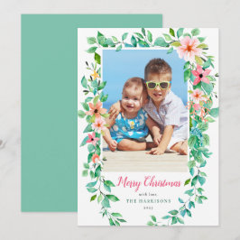 Floral Tropical Christmas Vacation Foto Feiertagskarte