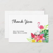 Floral Tropical Flamingo Palm Blätter Vielen Dank Dankeskarte (Vorne/Hinten)