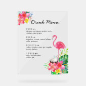 Floral Tropical Paradise Flamingo Drinks Menu Acrylschild (Vorderseite)