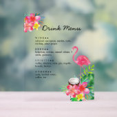 Floral Tropical Paradise Flamingo Drinks Menu Acrylschild (Neutral)