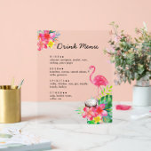 Floral Tropical Paradise Flamingo Drinks Menu Acrylschild (Hochzeit)
