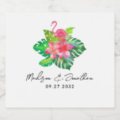 Floral Tropical Paradise Flamingo Wedding Schaumweinetikett (Einzelnes Label)