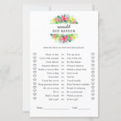 Floral Tropical Paradise Would She Rather Game (Vorderseite)