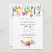 Floral Tropical Sommer 50. Hochzeitstag Einladung (Vorderseite)